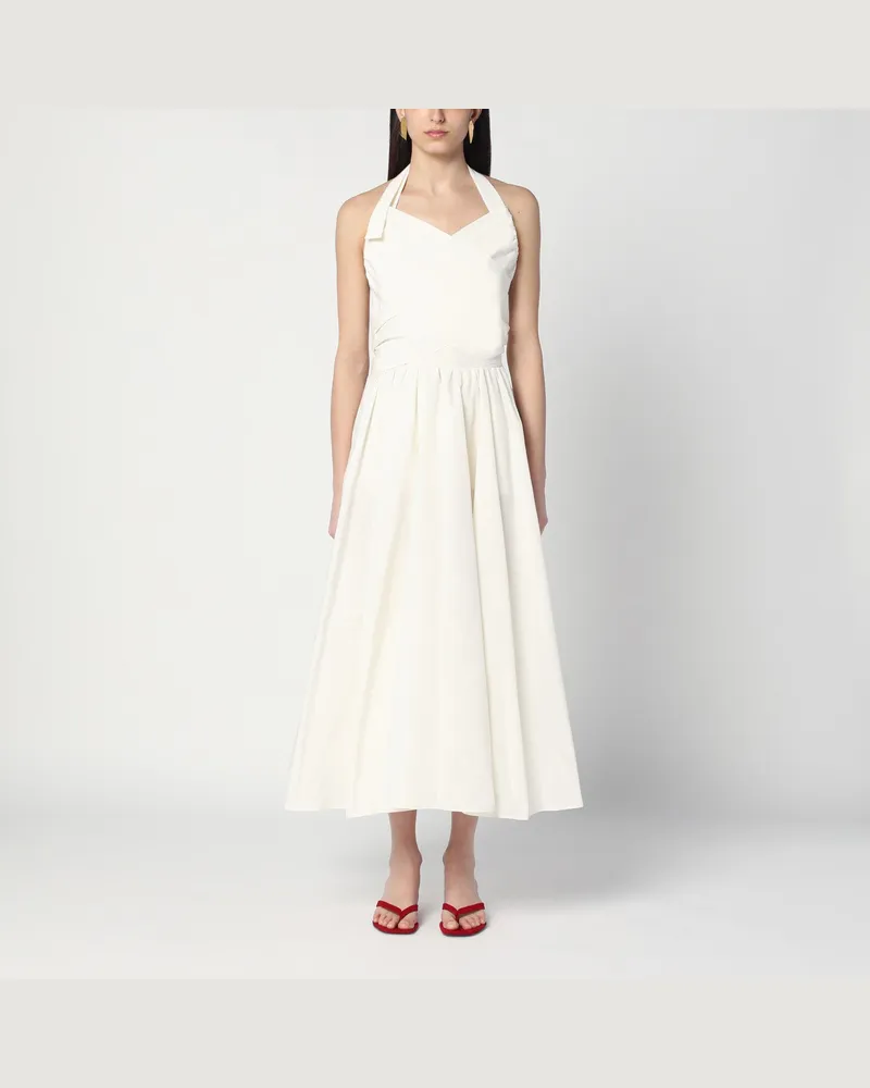 Patou Elfenbeinfarbenes Kleid mit Schleife auf der Rückseite White