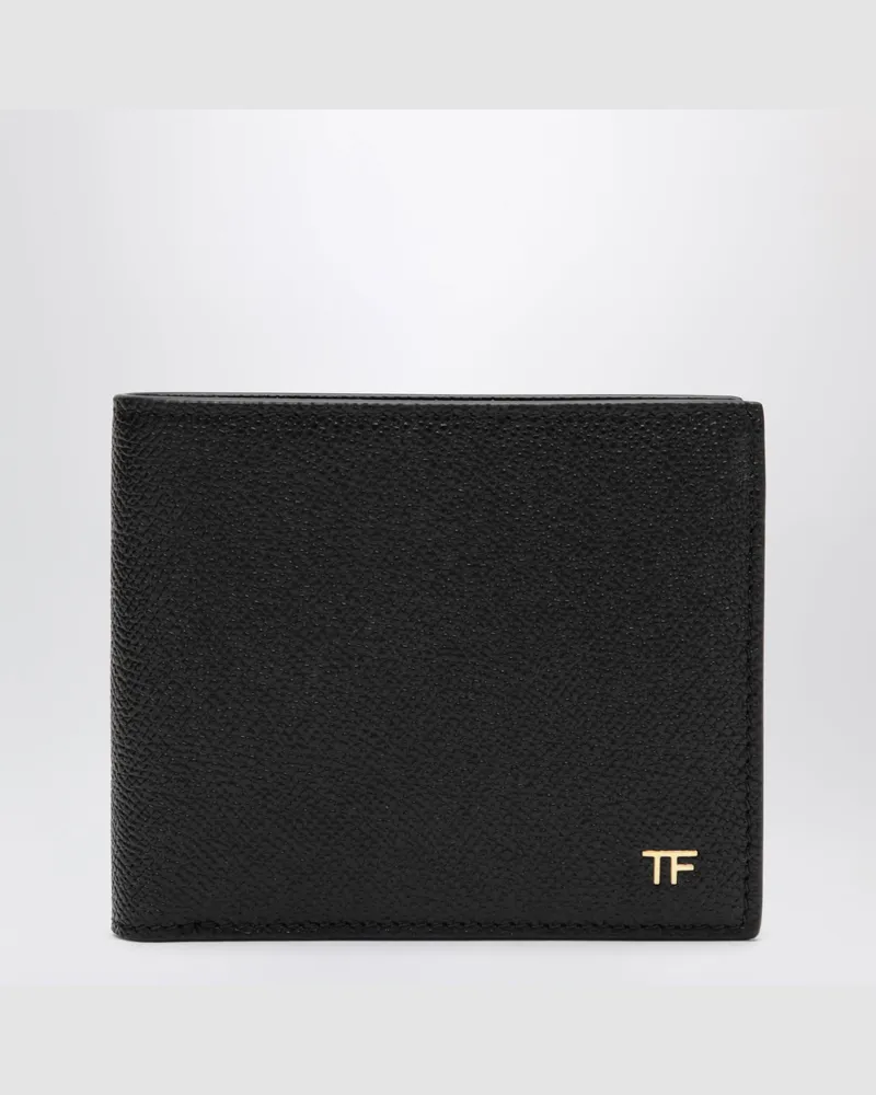 Tom Ford Schwarzes T-line Bi-Fold-Portemonnaie aus Leder Black