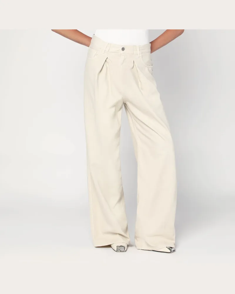 Haikure Weite écrufarbene Cordhose Beige