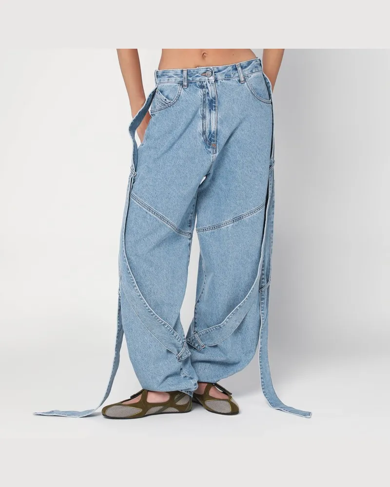 ATTICO Weite hellblaue Jeans mit Bändern Blau