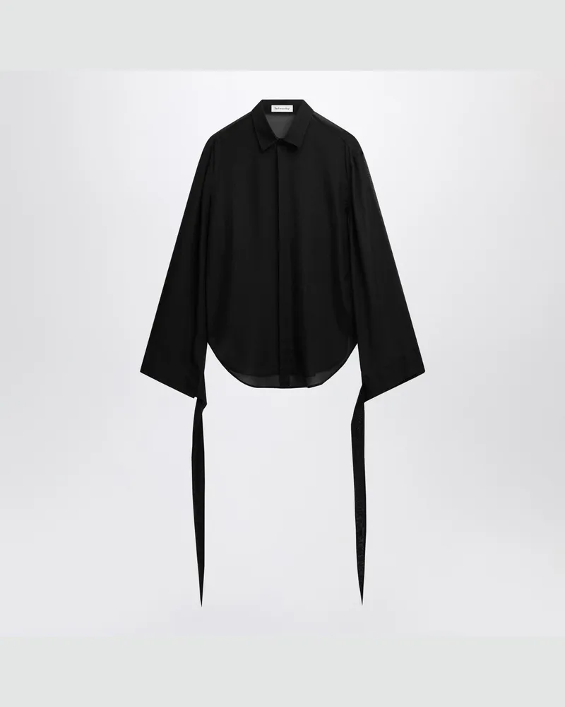 FRANKIE Shop Transparente Chiffonbluse mit Bindebändern 