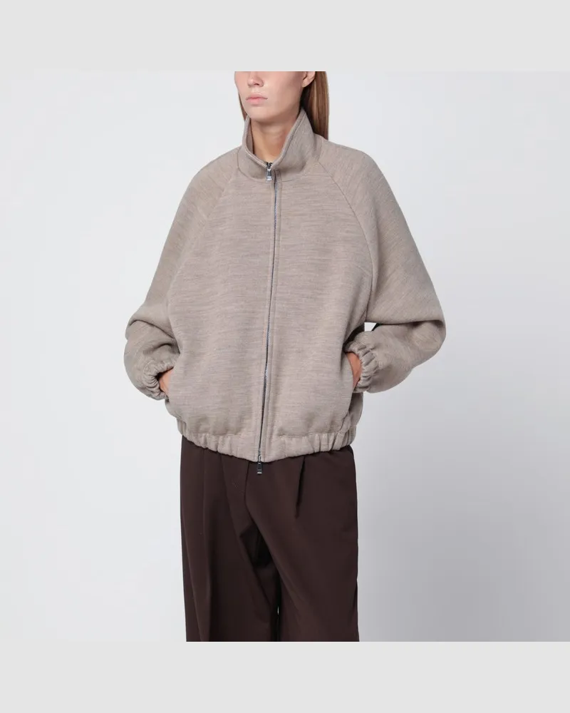 Max Mara Beiges Sweatshirt mit Reißverschluss aus Wollmischung Beige