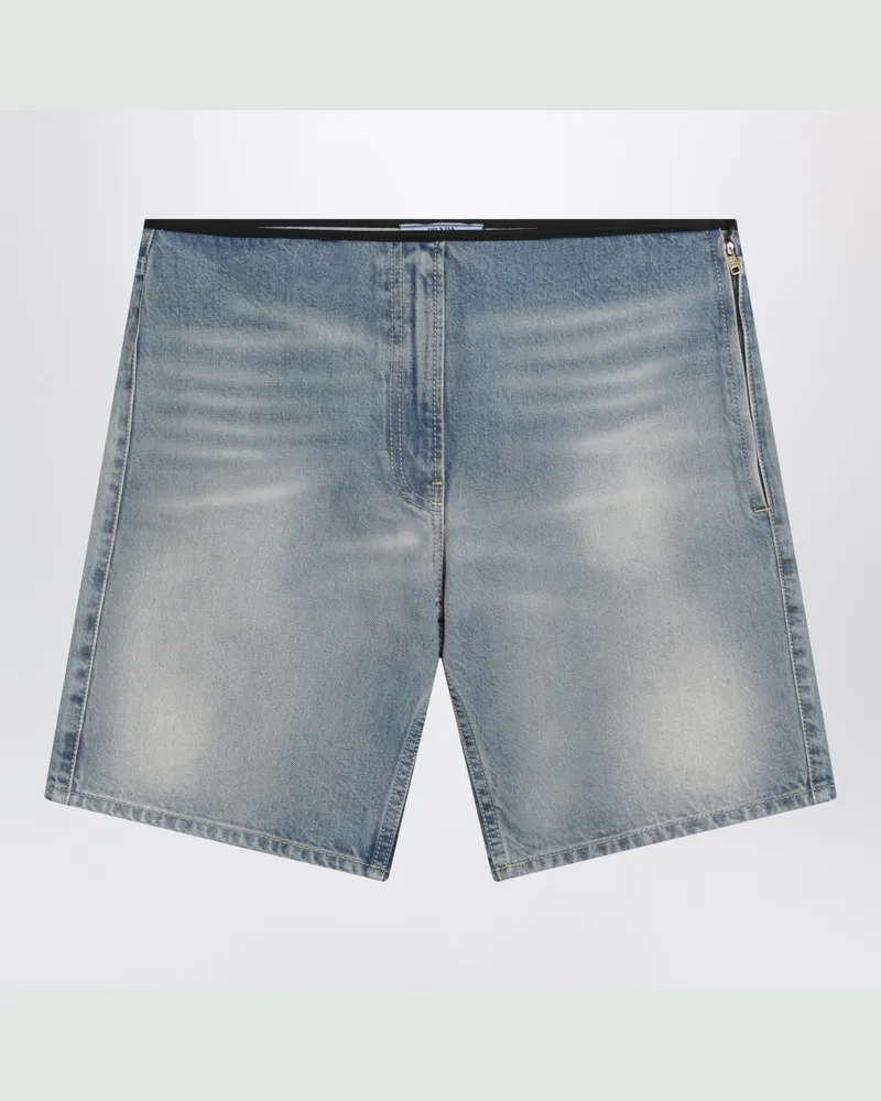 Prada Blaue Shorts mit Wascheffekt Blue