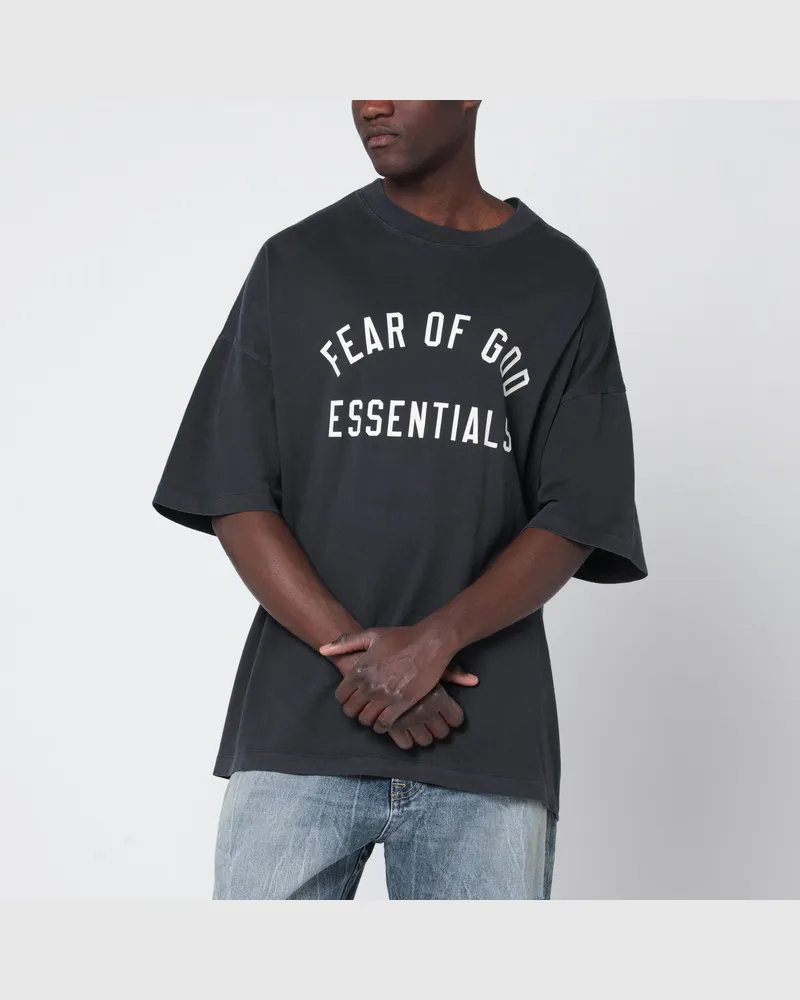 Fear of God Schwarzes ausgewaschenes T-Shirt mit Logoprint Black