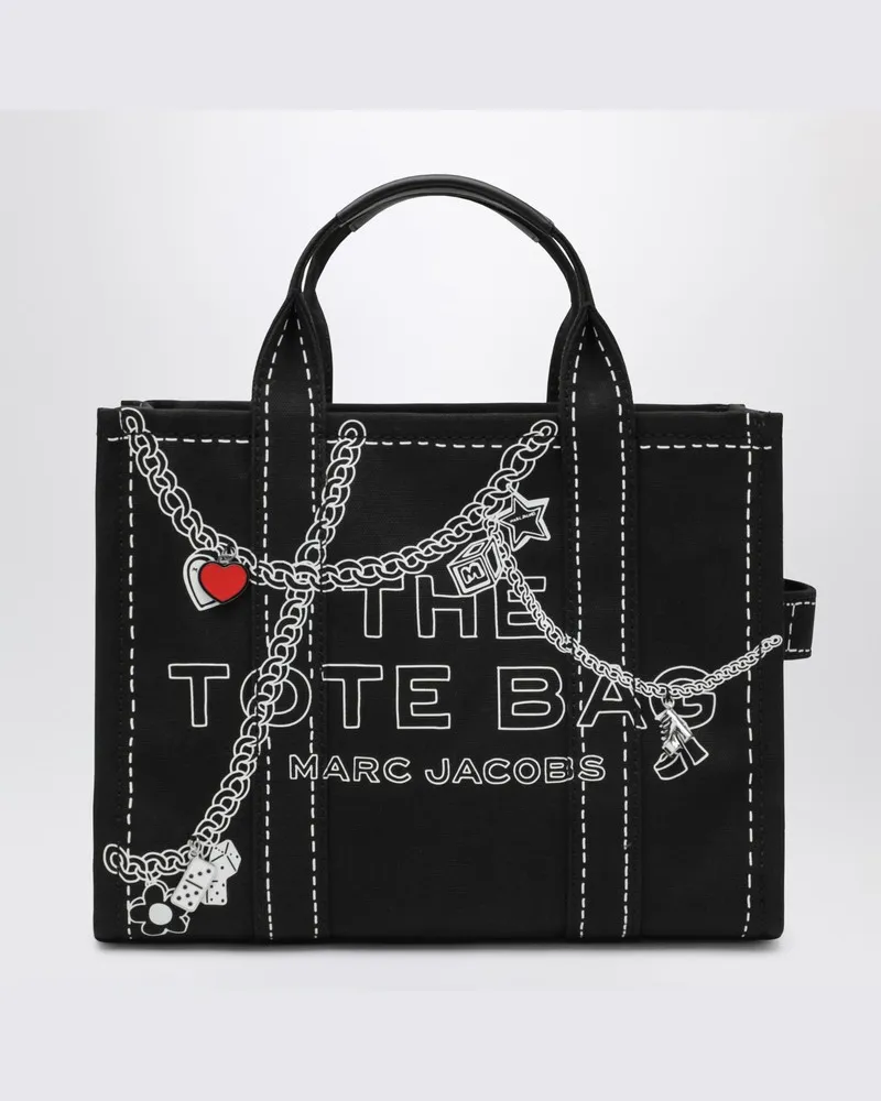 Marc Jacobs Die kleine schwarze Tragetasche aus Canvas mit Designs Schwarz