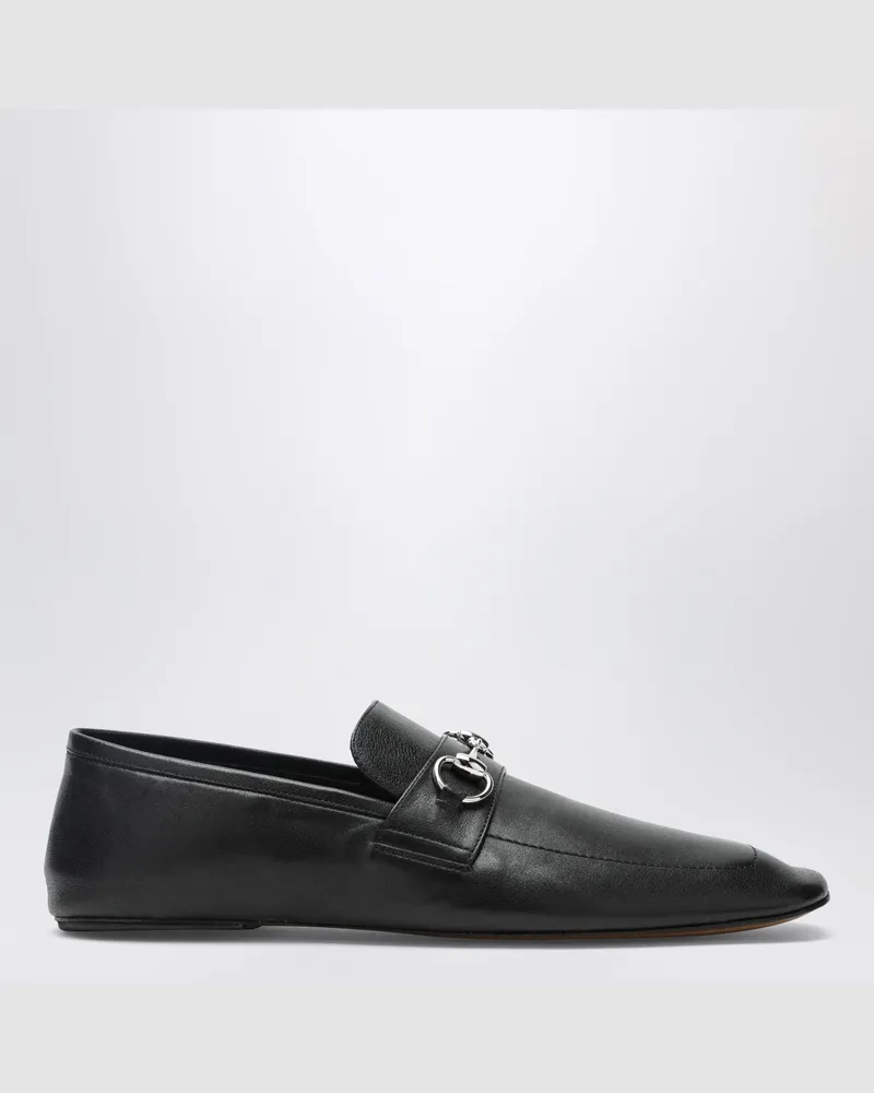 Gucci Schwarze Leder-Loafer mit Horsebit Black