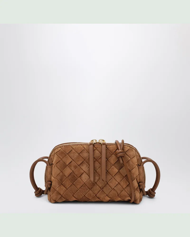 Bottega Veneta Pochette Concert aus geflochtenem Leder in Amber Brown