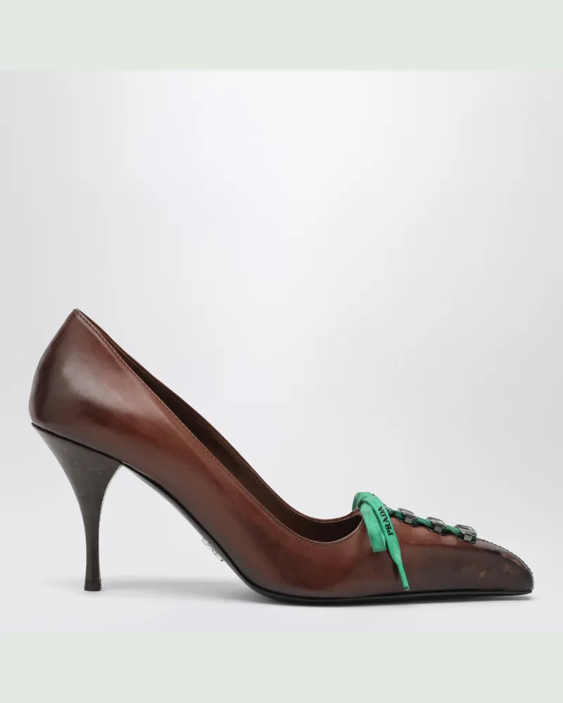 Prada Pumps in Cacao aus Leder mit Antik-Finish Brown