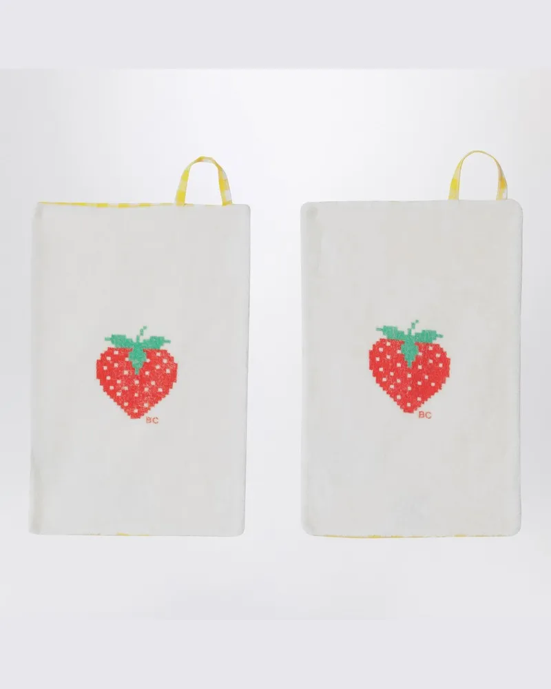 BOBO CHOSES Set aus zwei Waschlappen mit Karomuster und Erdbeere Gelb