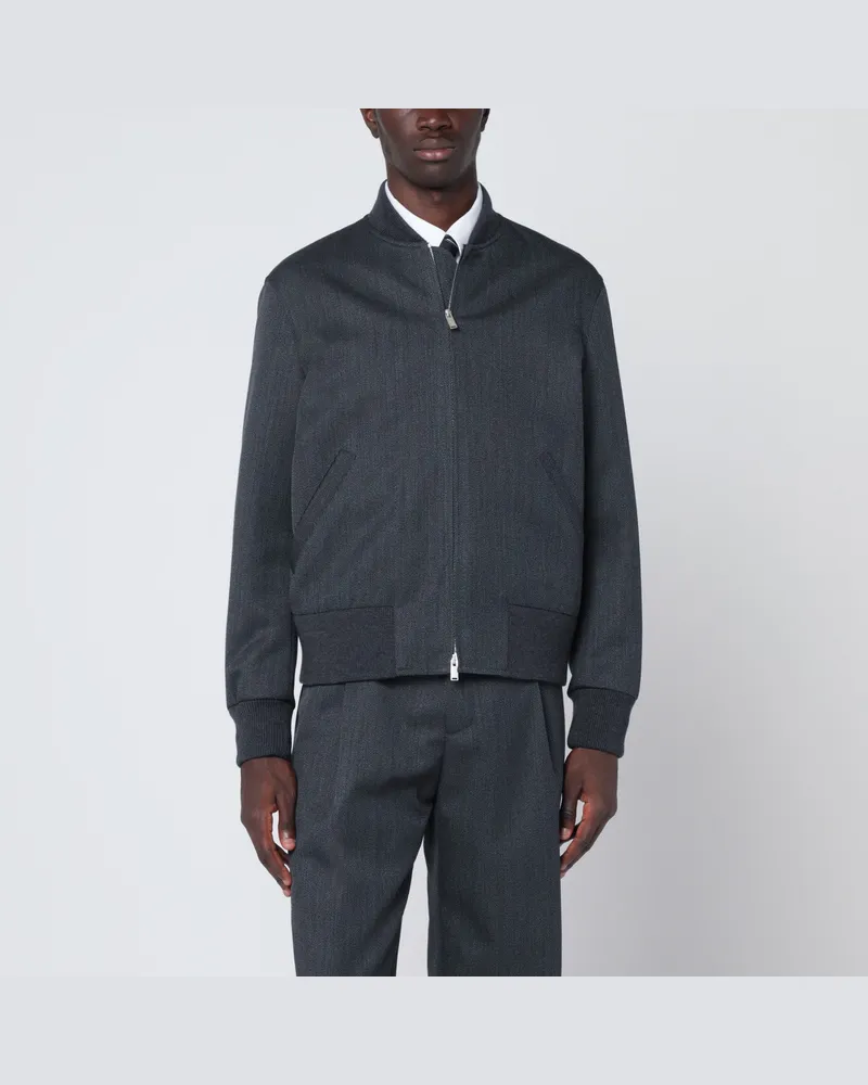 LARDINI Graue Woll-Bomberjacke mit Reißverschluss Grey