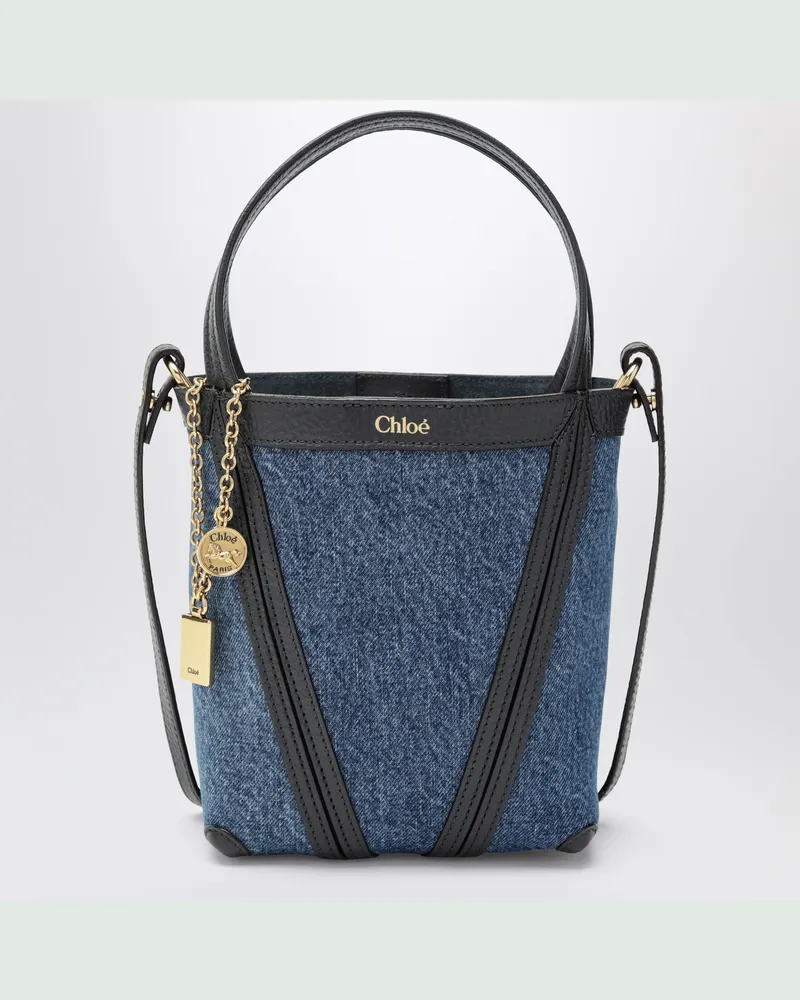 Chloé Kleine  Spin Tote-Bag aus Denim Blue