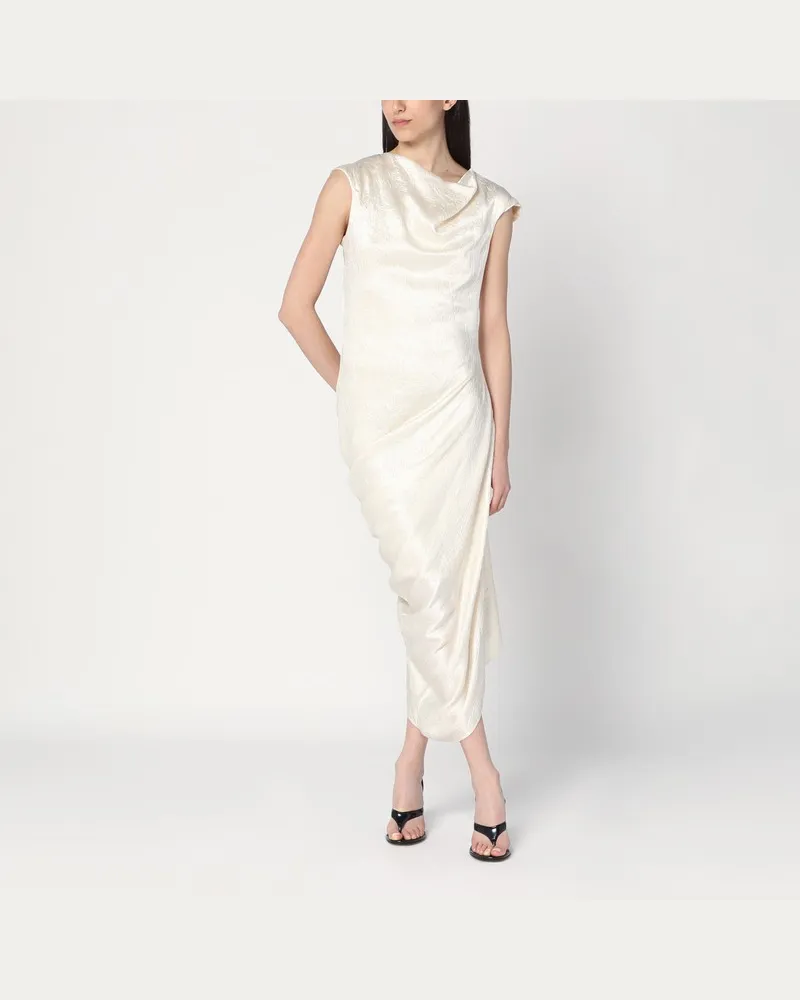Alexander McQueen Elfenbeinfarbenes drapiertes asymmetrisches Kleid Weiß