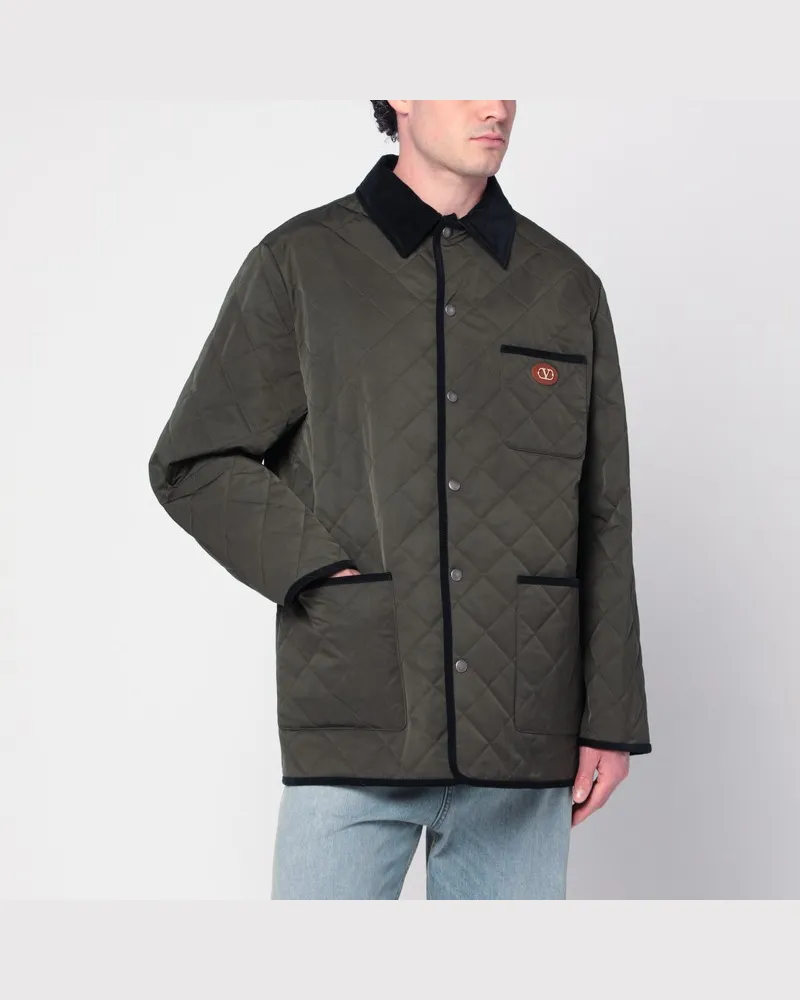 Valentino Garavani Olivgrüne gesteppte Jacke mit VLogo-Patch Grün