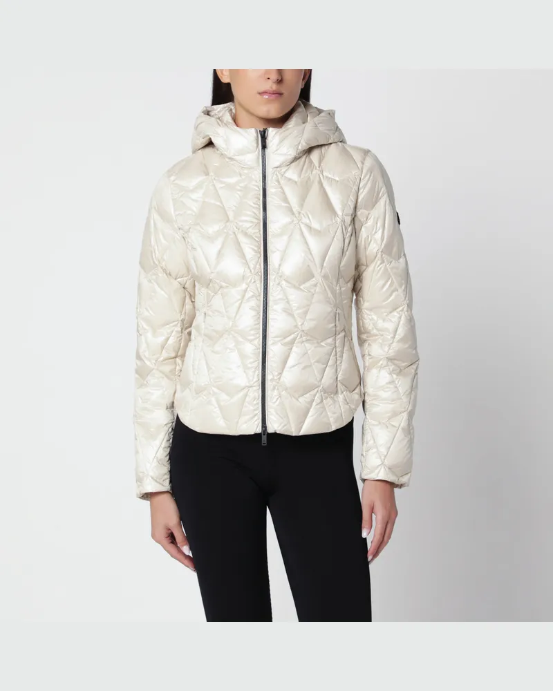 Moose Knuckles Iceberg Steppdaunenjacke in Alabaster aus recyceltem Nylon White