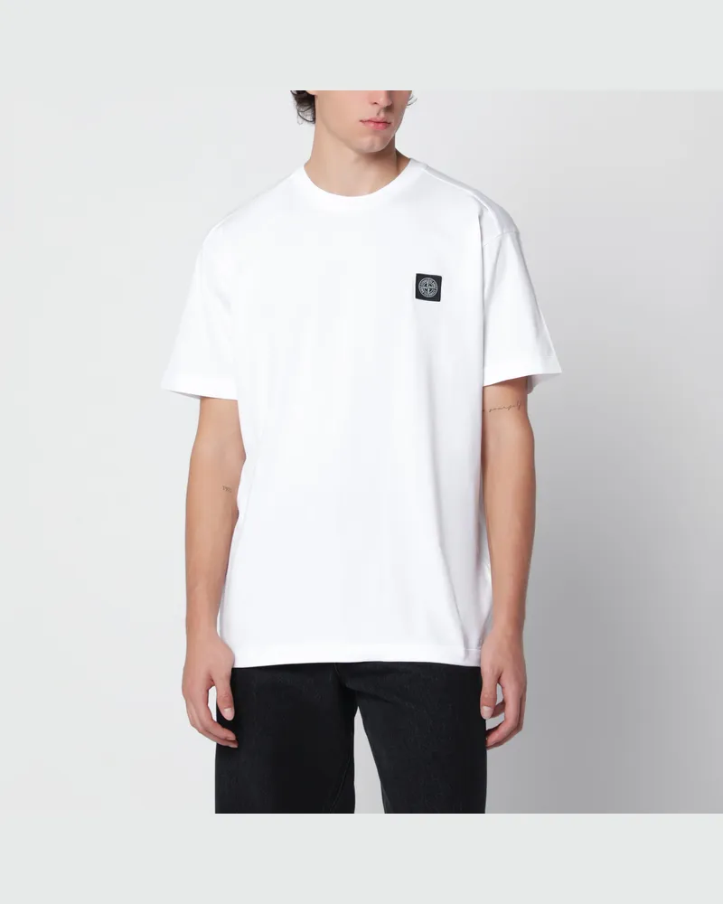 Stone Island Weißes Slim-Fit T-Shirt aus Baumwolle White