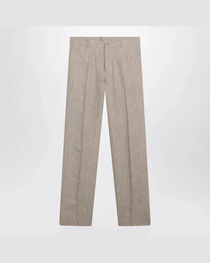 Dolce & Gabbana Klassische Leinenhose in Beige/Weiß meliert Beige
