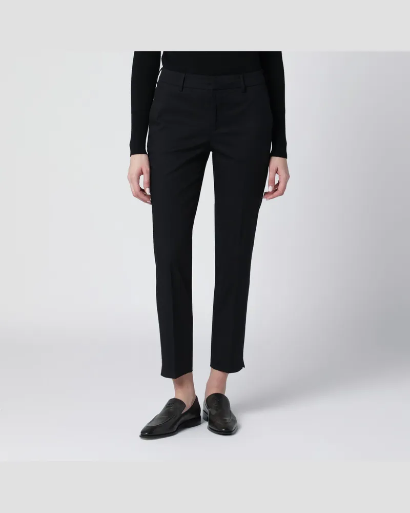 PT TORINO Schwarze Slim-Hose aus Baumwollmischung 