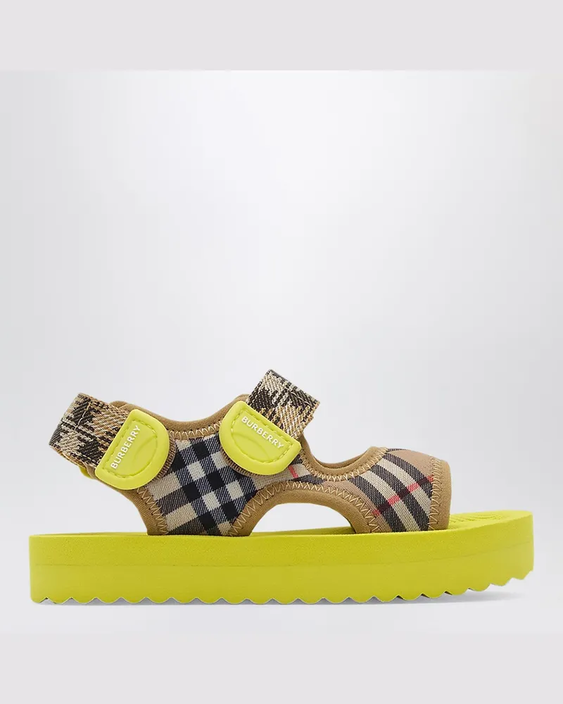 Burberry Sandalen in Sandbeige/Grün mit Check-Muster Beige