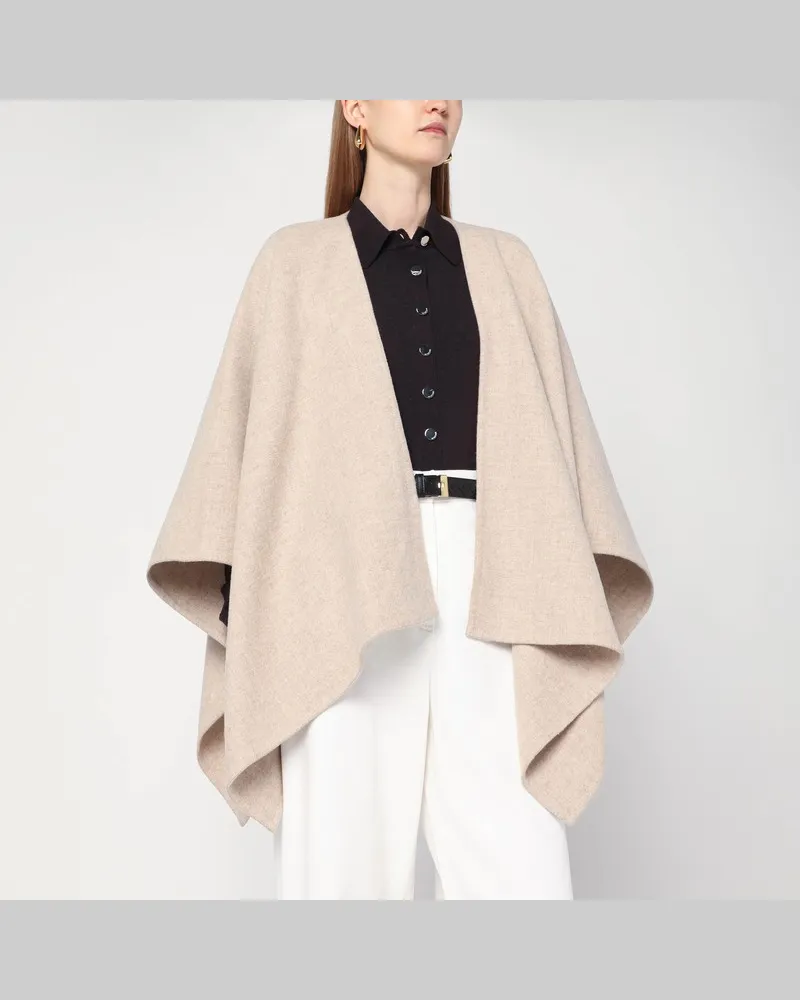 Max Mara Beigefarbener Umhang aus Alpaka und Wolle Beige