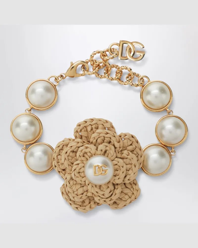 Dolce & Gabbana Armband mit Rafia-Blume in Gold Metal