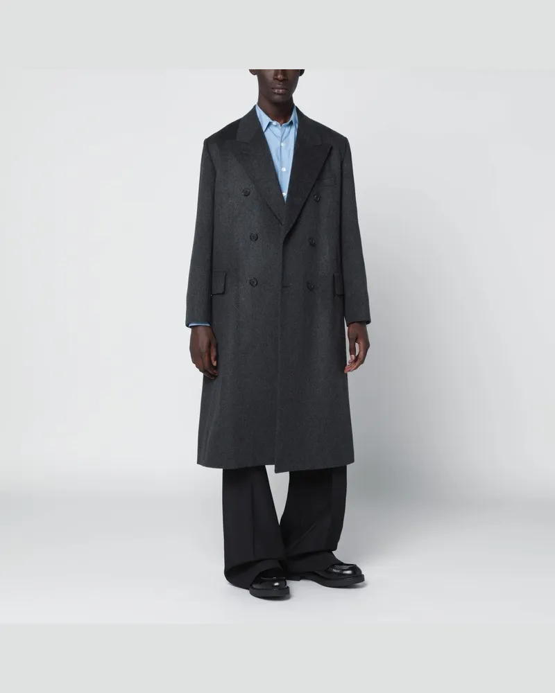 AURALEE Doppelreihiger Mantel grau aus Kaschmir Grau