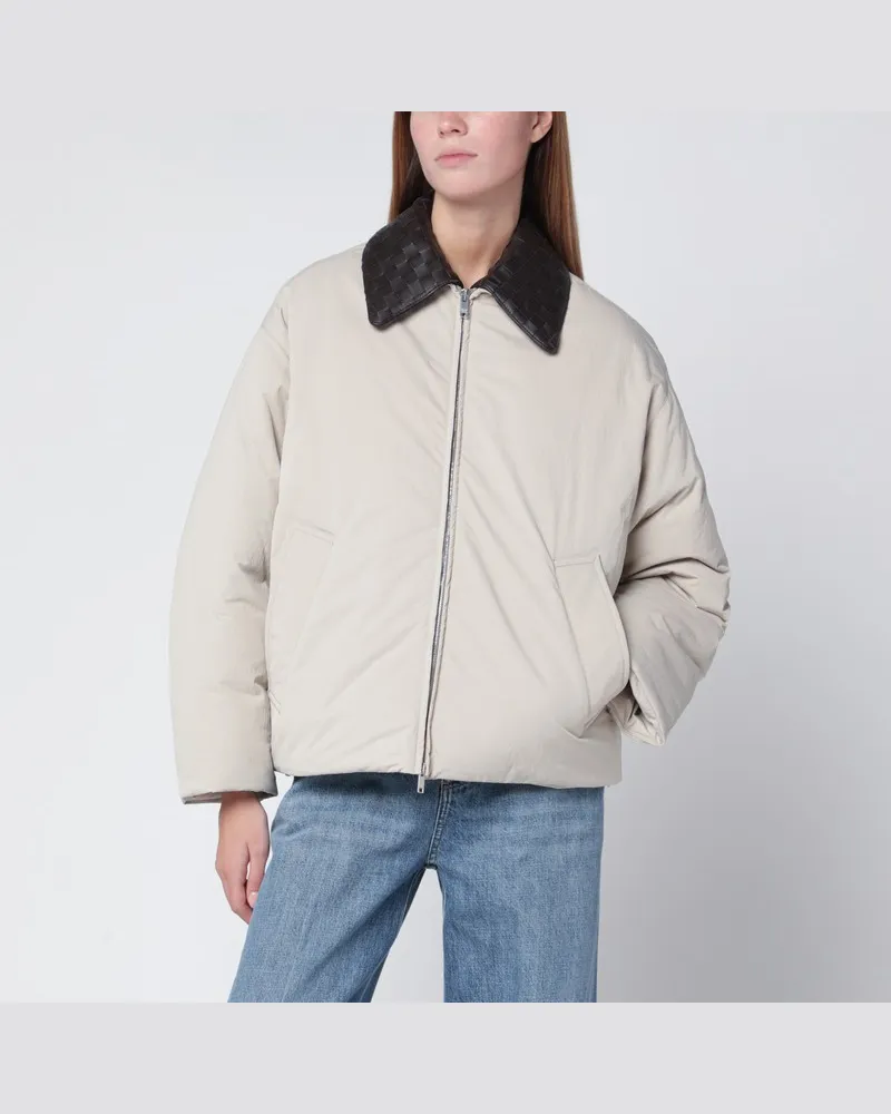 Bottega Veneta Beige Jacke mit Intrecciato-Kragen Grau