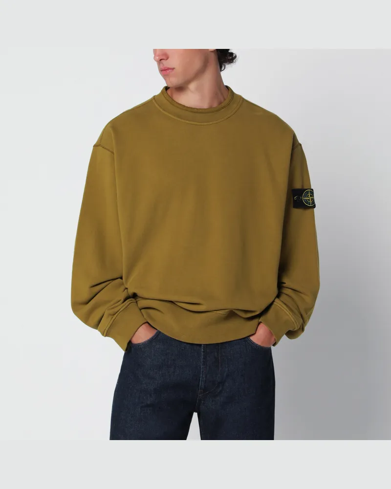 Stone Island Oversize Rundhals-Sweatshirt in Cactusfarbe Green