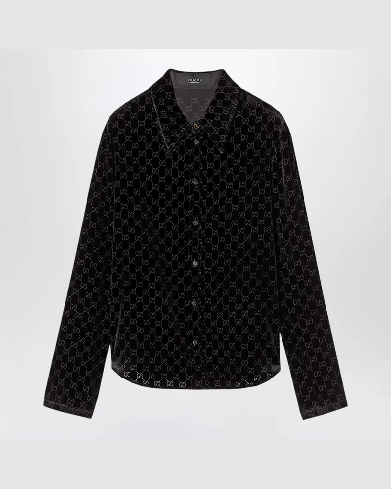 Gucci GG Stretch Dévoré-Samt Hemd Black