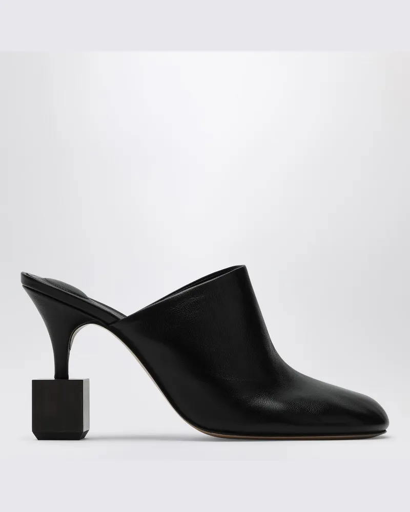 Jacquemus Schwarze Maultier mit geometrischem Absatz Schwarz