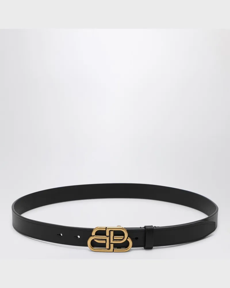 Balenciaga Schwarzer BB-Ledergürtel Black