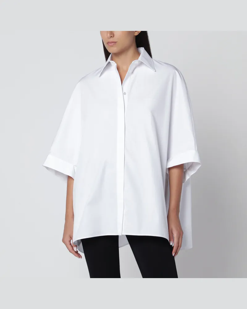 Balenciaga Übergroßes weißes Baumwollpopeline-Hemd White