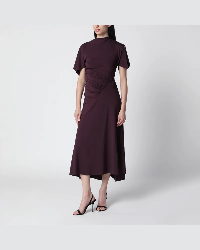 Victoria Beckham Drapiertes Midikleid in schwarz ribes Burgundy