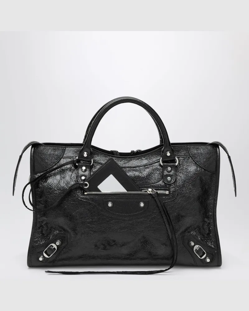 Balenciaga Le City Media Tasche aus Arena-Lammleder in Schwarz Black