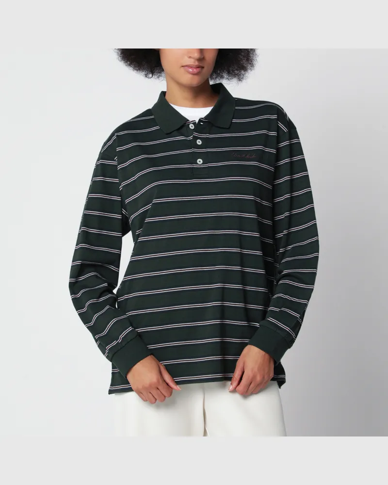 Dunst Striped forest green cotton jersey T-shirt Green