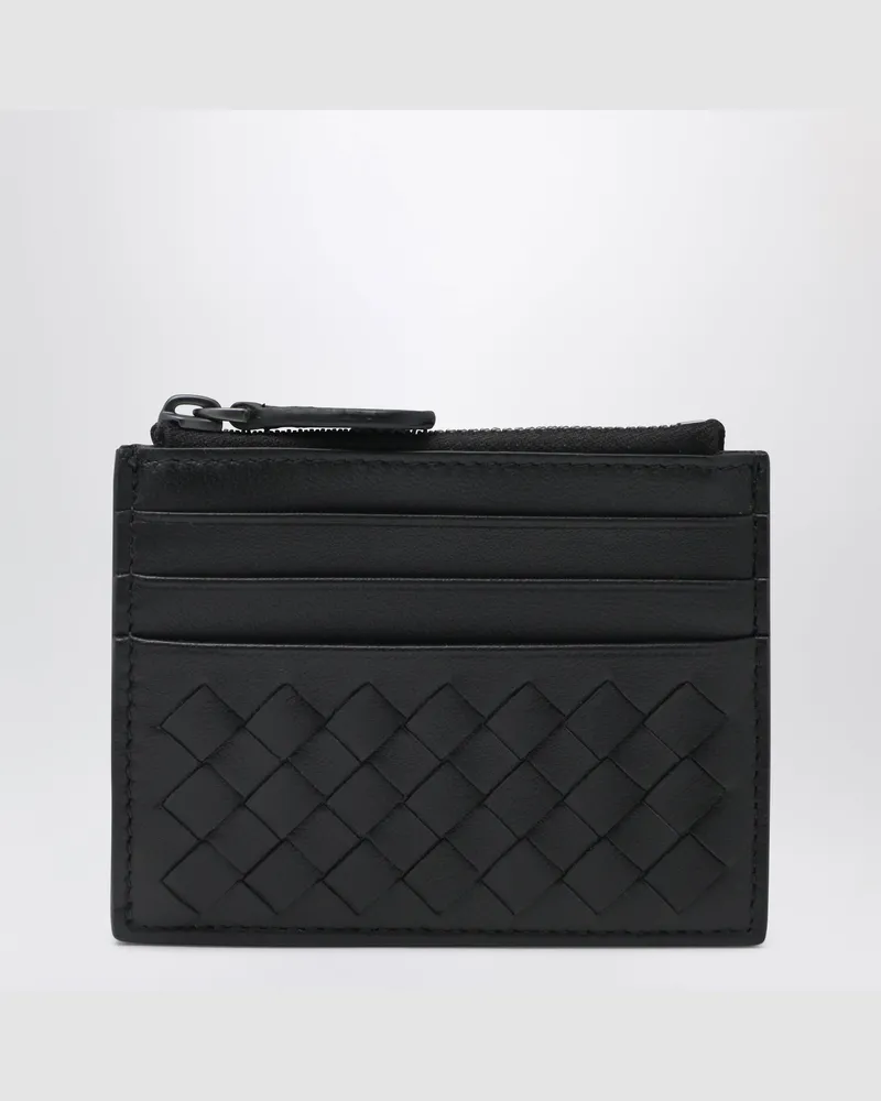 Bottega Veneta Zip Card Case in Black Intrecciato Leather Black