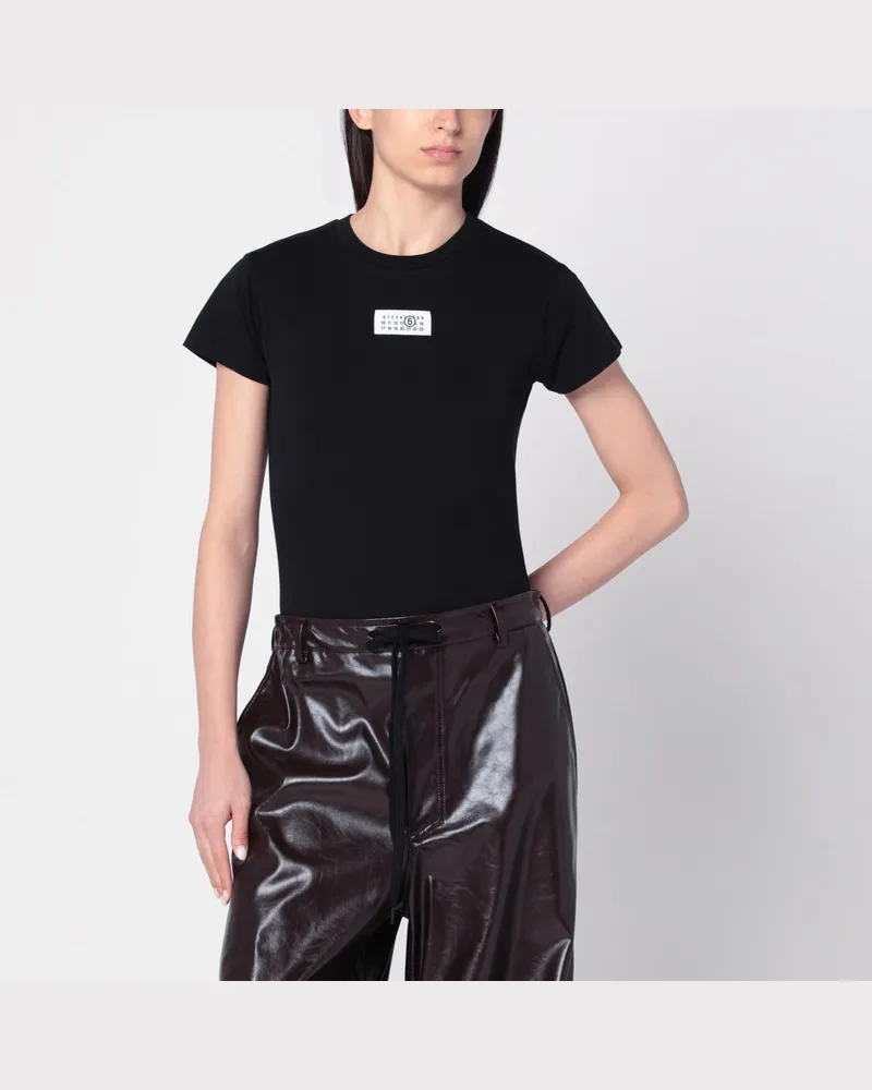 Maison Margiela Schwarzes T-Shirt mit Numeric Signature Schwarz