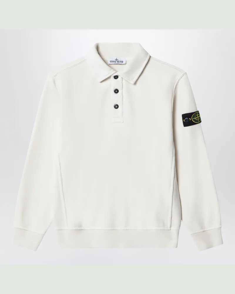 Stone Island Sweatshirt im Polo-Stil in Kreidefarbe aus Baumwolle Beige