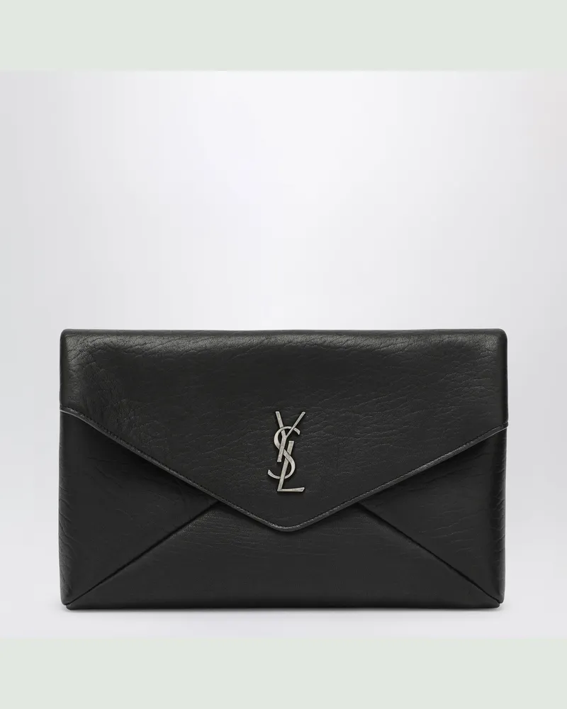 Saint Laurent Große schwarze Pochette-Envelope-Tasche Cassandre mit Logo Black