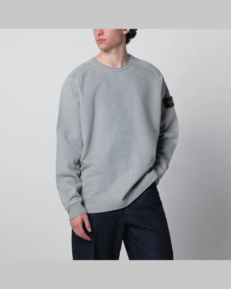 Stone Island Oversize-Crewneck-Sweatshirt mit Raglanärmeln aus melierter Baumwolle in Grau Grey