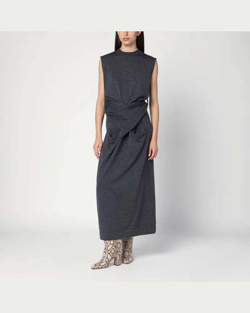 Jil Sander Graues Kleid aus Wolle mit Kreuzdetail Grey