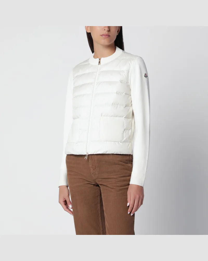 Moncler Weißer gepolsterter Cardigan mit Reißverschluss White