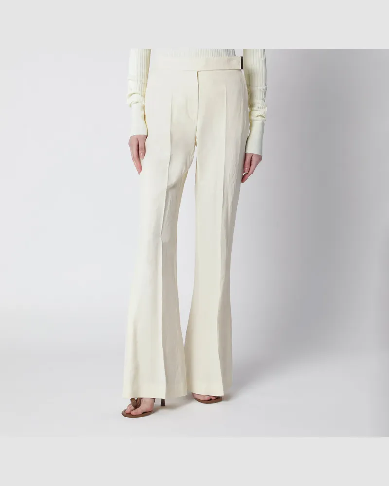 SPORTMAX Low-Rise Flare-Hose aus Viskose und Textilpapier Yellow