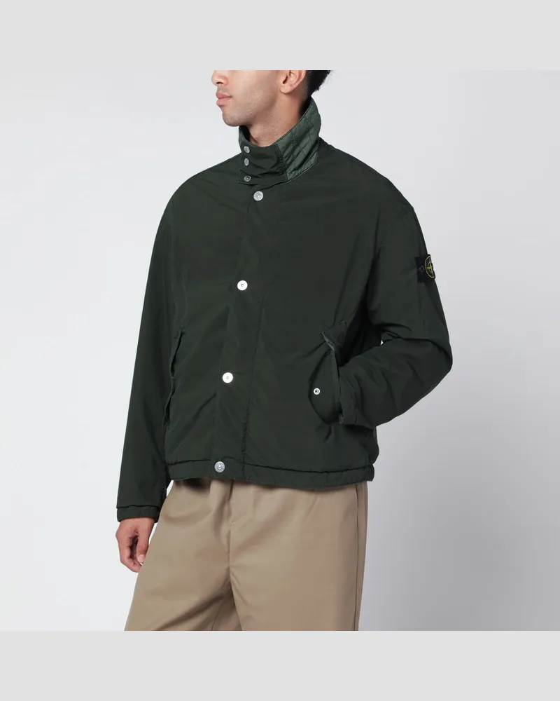 Stone Island Jacke aus leichtem Wacholdergrün-Canvas Mehrfarbig