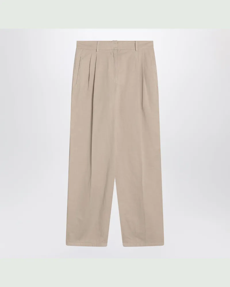 The Row Lilas leichte khakifarbene Hose aus Baumwolle und Leinen Green