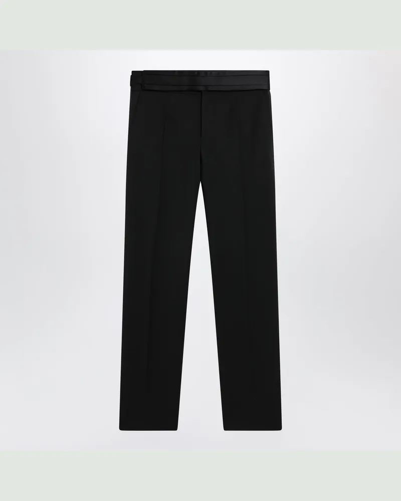 Dolce & Gabbana Smokinghose aus Wolle und Seide in Schwarz Black