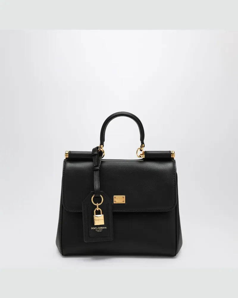 Dolce & Gabbana Schultertasche Meine Sizilien aus schwarzem Leder Black