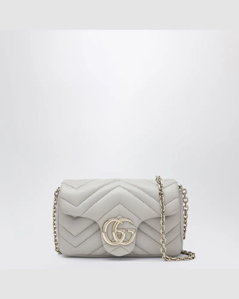 Gucci Mini-Schultertasche GG Marmont aus Leder in Hellgrau Grey