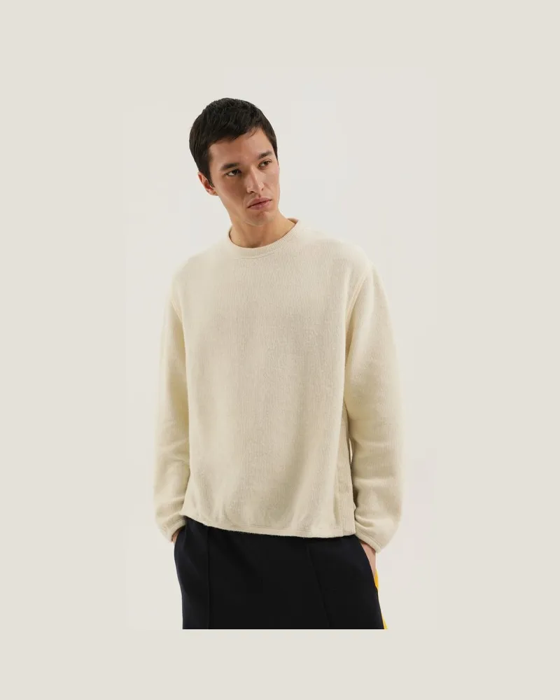 1989 STUDIO Weißer gerippter Pullover mit Schlitzen Weiß