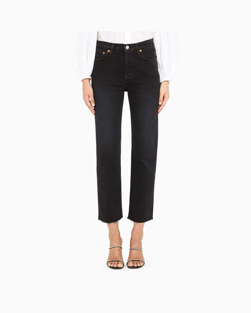 RE/DONE Black cropped trousers Schwarz