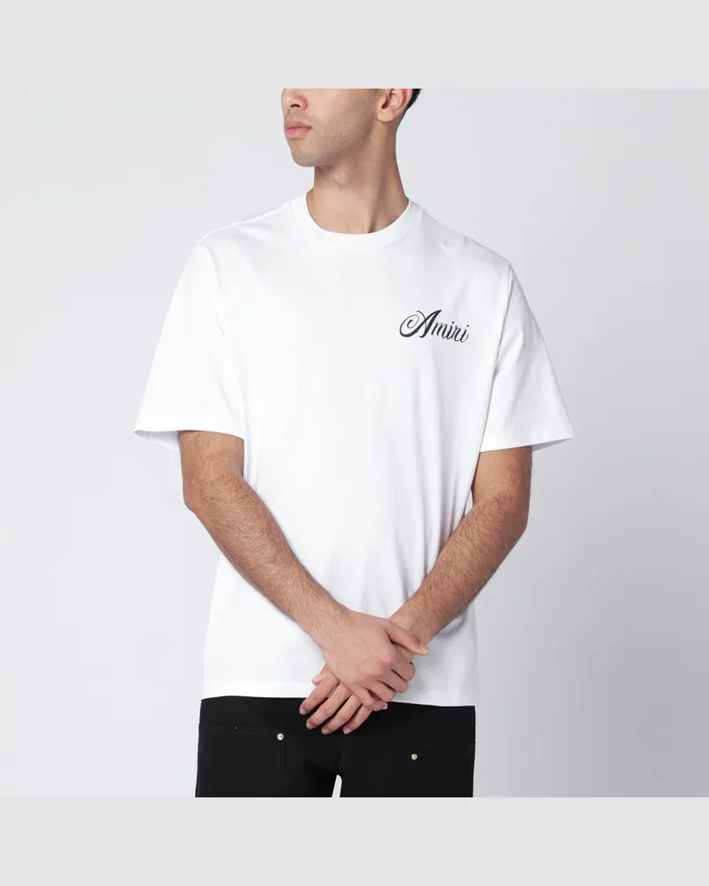 Amiri Weißes Baumwoll-T-Shirt mit Logoprint 